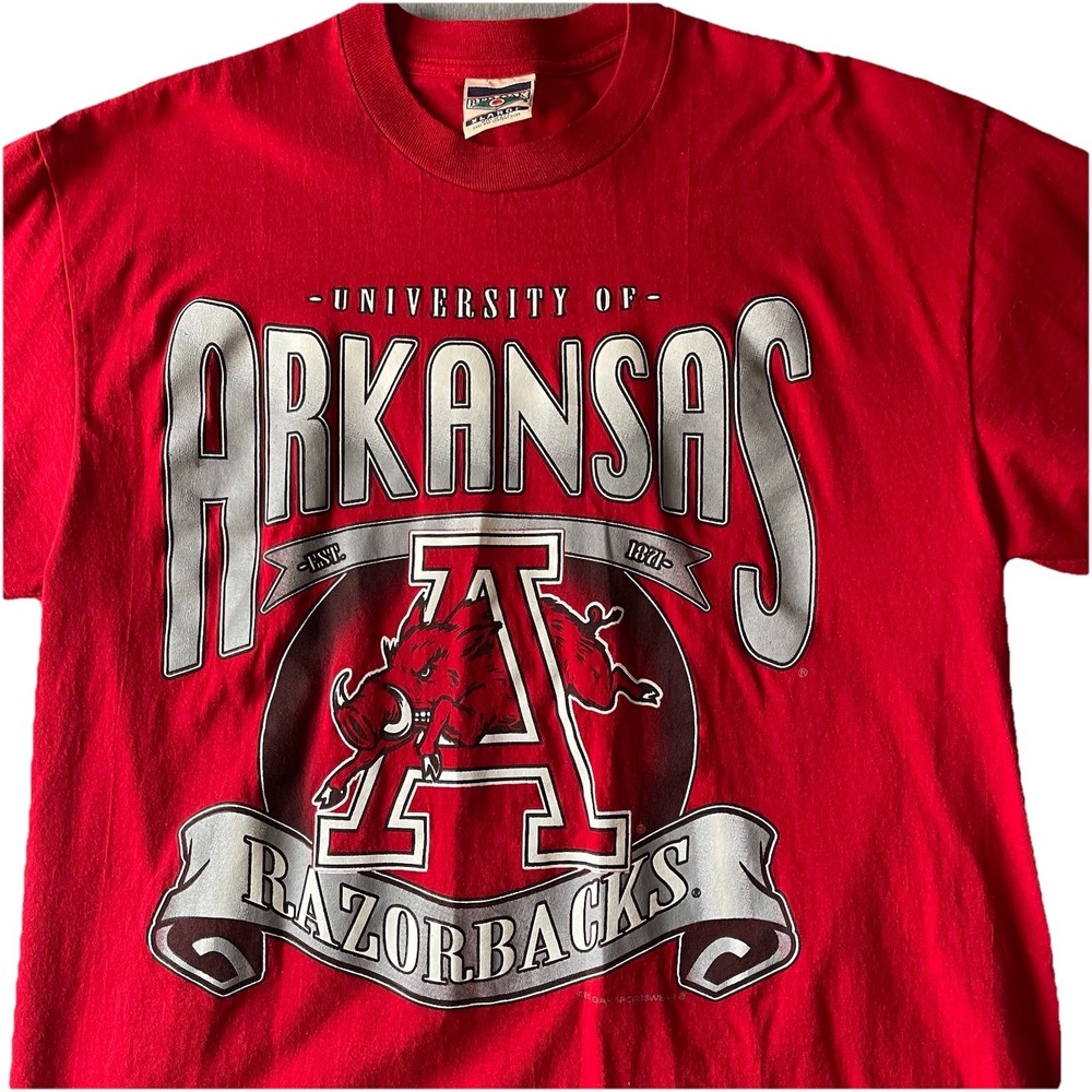 Vintage‎ Red Oak Mens T-Shirt XL Red Arkansas Razorbacks University NCAA 90s USA